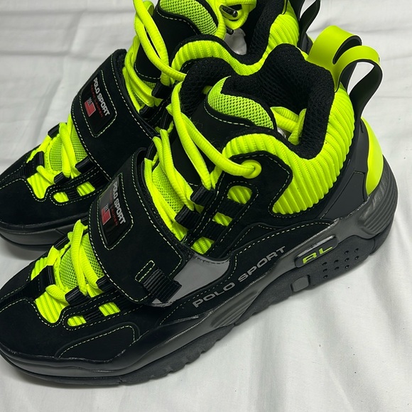 Ralph Lauren Polo Sport Mens shoes BlackYellow PS100 High Top RL Made in Vietnam - Picture 4 of 16